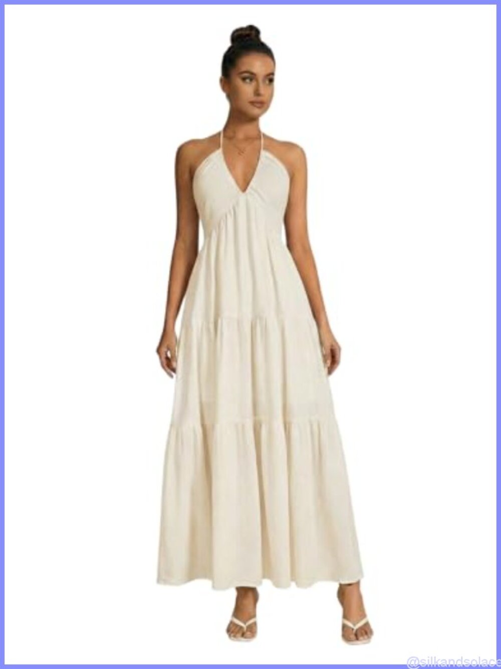 Women's Sleeveless Halter Maxi Dress Backless Bow Tie Beach
